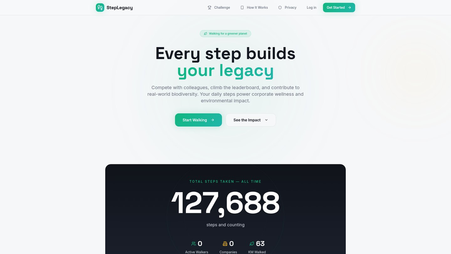 StepLegacy corporate step challenge homepage