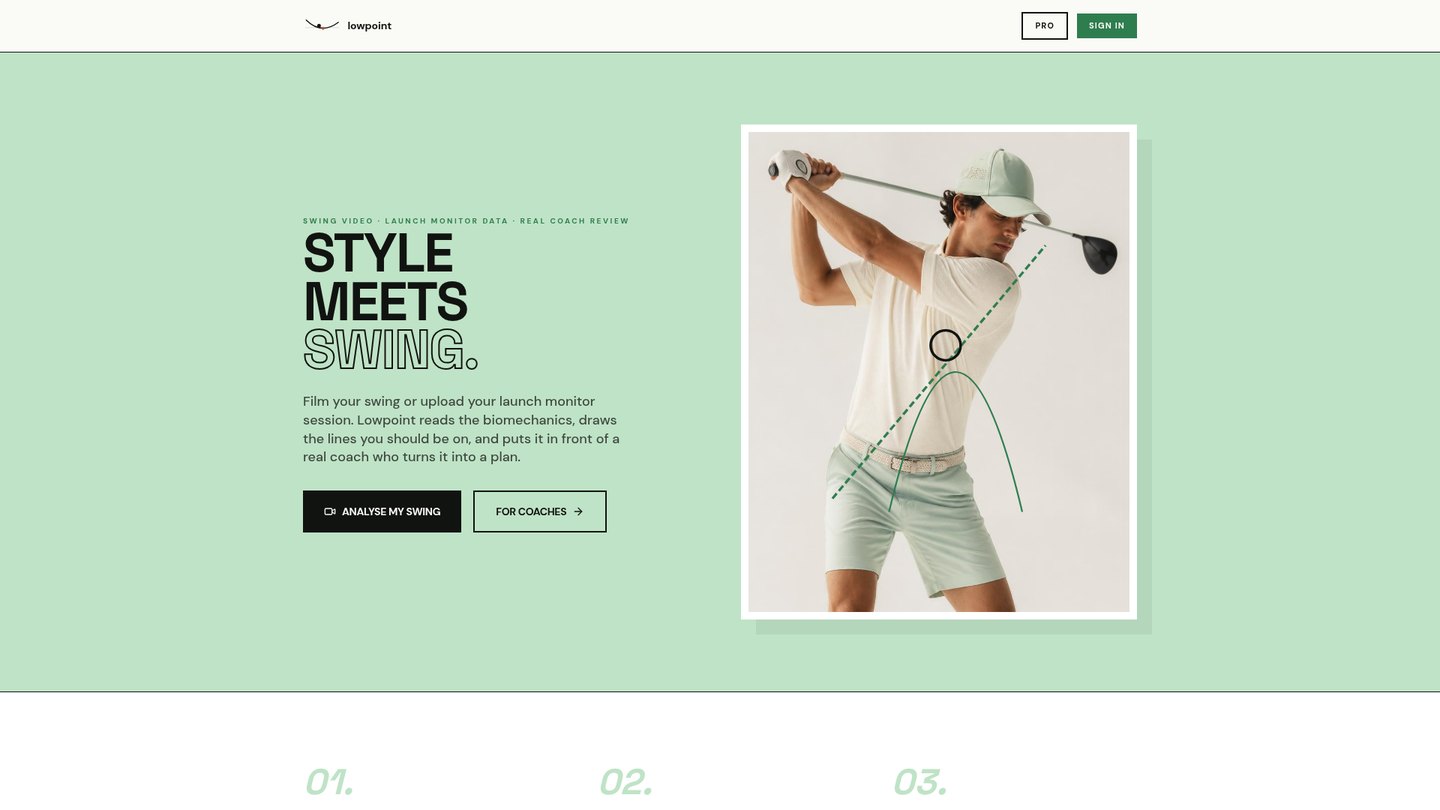 Lowpoint golf swing analysis homepage