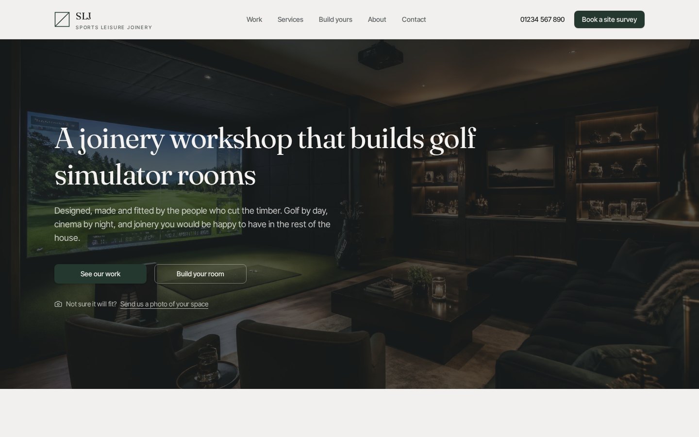 SLJ Studio bespoke golf simulator room homepage