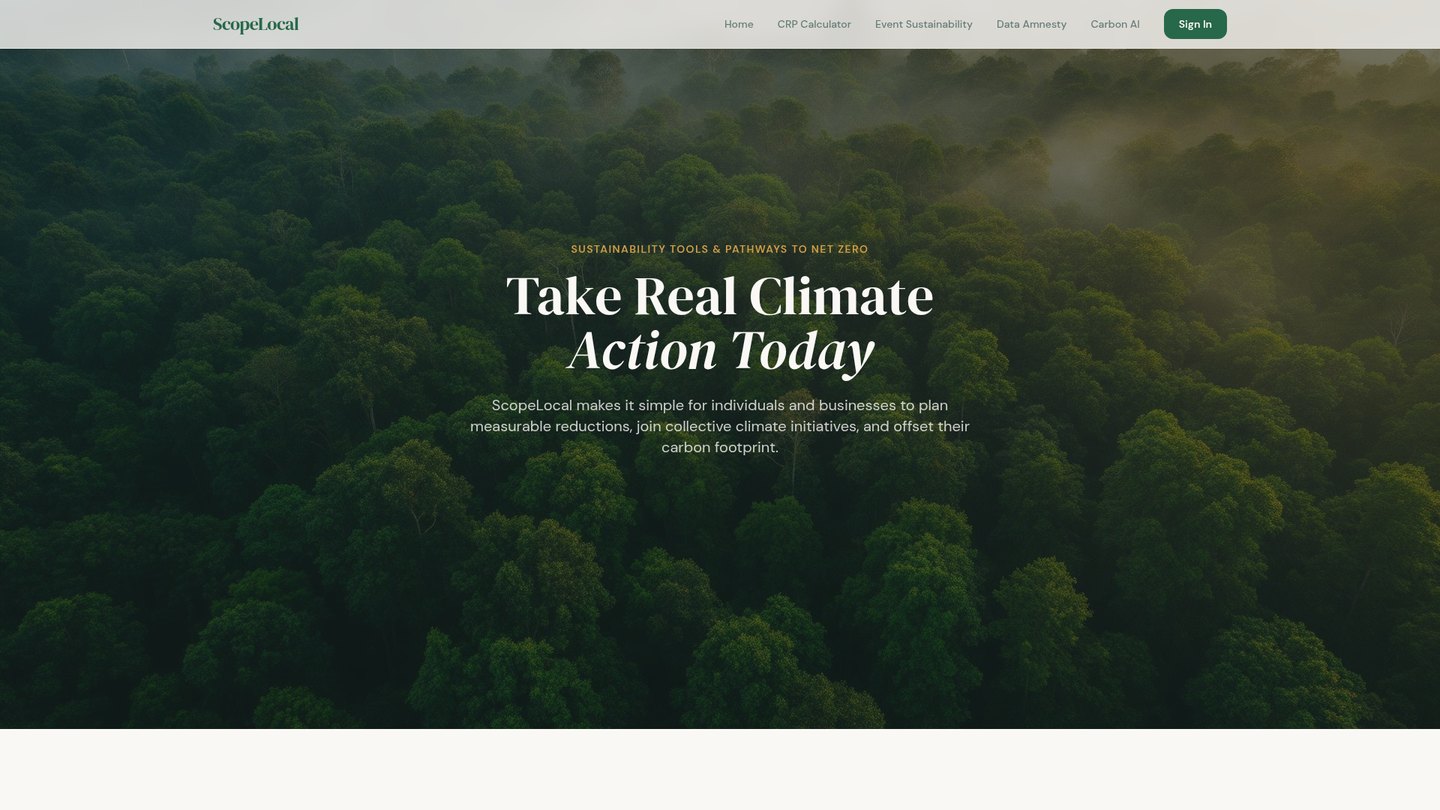 ScopeLocal net zero tools homepage